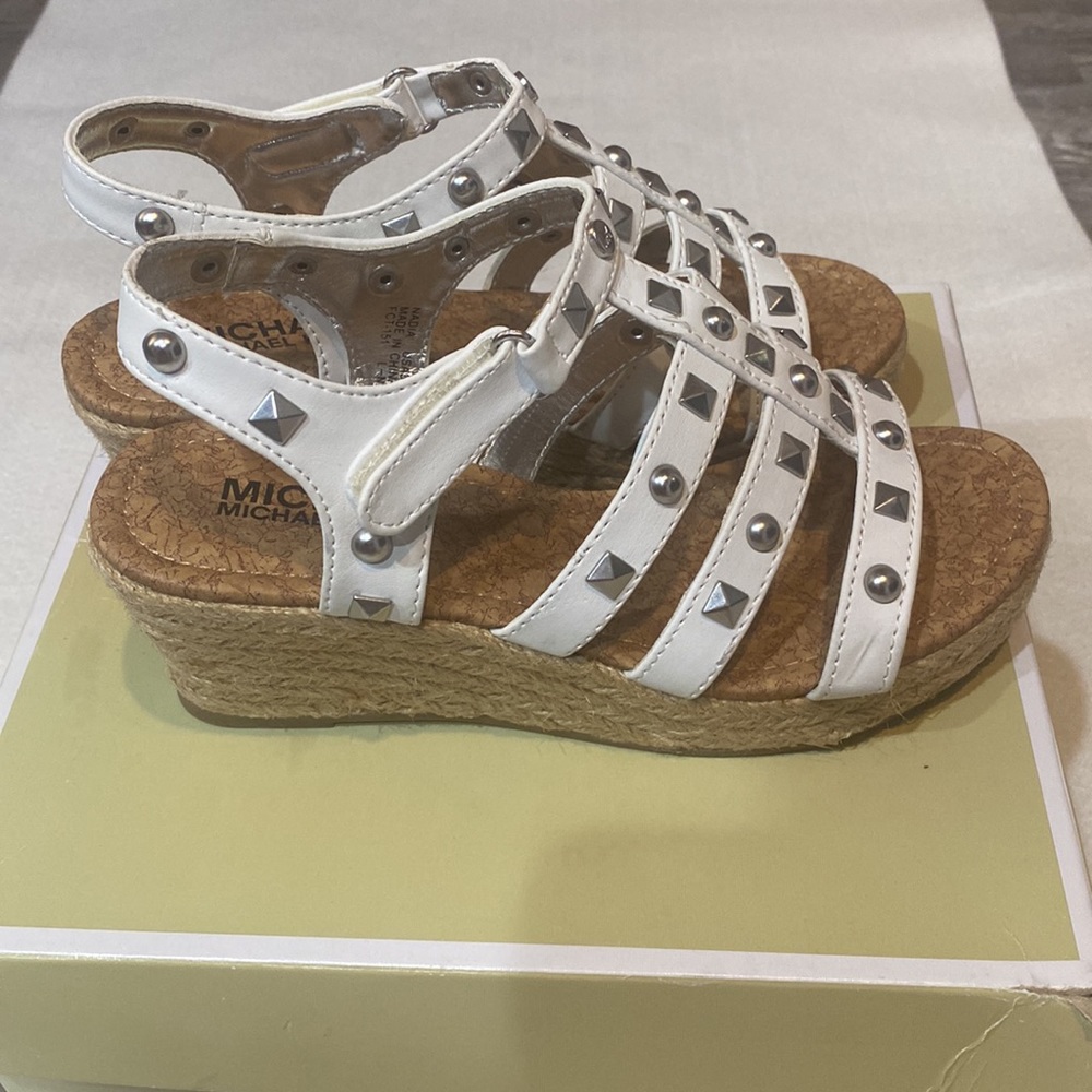 Brand new! White studded MICHAEL Michael Kors sandals kids size 3